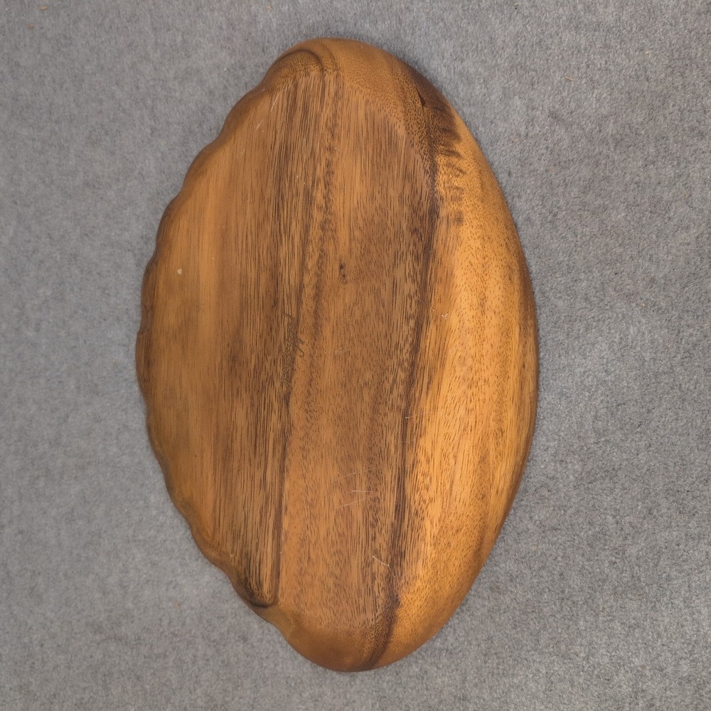 Vintage Monkey Pod Wood Scalloped Shell Chip‎ and Dip Serving Tray Hand Carved - Picture 3 of 6